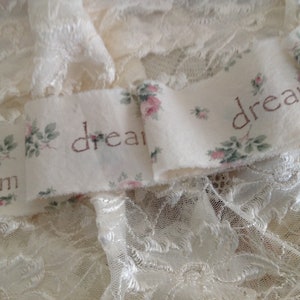 dream Romantic French Country Roses Vintage Fabric Hand stamped Ribbon Trim Homestead Treasures image 3