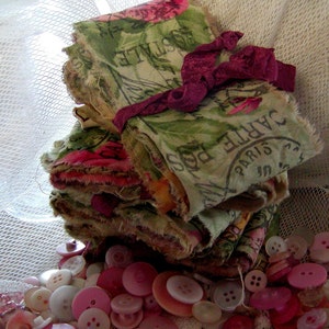 French Carte Postale II Hand Stamped Ribbon - Hand Stamped Trim - 3" wide x 1 yard long