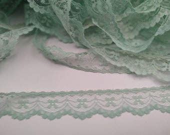 10 Yards Vintage Flat Lace - Mint Green - Scallop Lace - Wedding Lace - Doll Lace - Journaling Lace