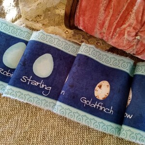 Bird egg trim - perfect for Easter crafts Extra wide hand frayed trim - Nature fabric journaling - Easter journaling