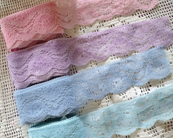 8 Yards - Set of 4 Different Colors - Vintage Lace - Scallop Lace - Wedding Lace - Journaling Lace