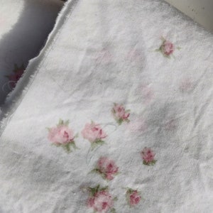 Lovely Rachel Ashwell Shabby Chic Rose  Fabric - Perfect For Your Fabric Journaling 1 Yard Long  x 3 Inches Wide - Hand torn fabric