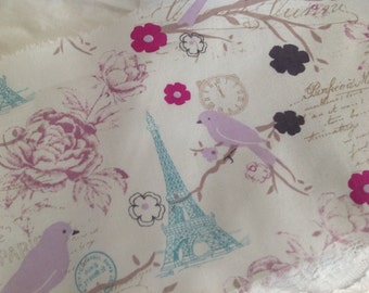 2015 SPRING FRENCH COLLECTION - Aqua  Eiffel Tower - Lavender Birds - French Script