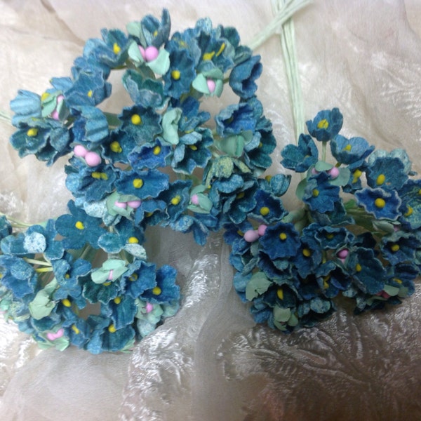 LIMITED SUPPLY Millinery Flowers Forget Me Nots Teal (Aqua) (Pink Composition buds) for Weddings - Mothers Day & Easter