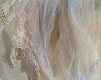 Cloth Cheesecloth Wedding Table Decor Altered Art Supplies - Backdrop - Photography - Shabby - Country Cottage Blue & Eggshell Cheese Cloth