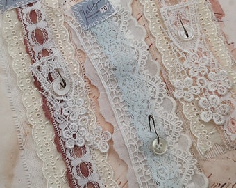 Set of 3 Vintage Lace Samplers - French Lace - Vintage Lace