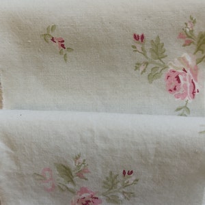 Shabby chic petite pink roses on a soft pastel green background Fabric Trim 100% Cotton 1 yard long x 3 inches wide
