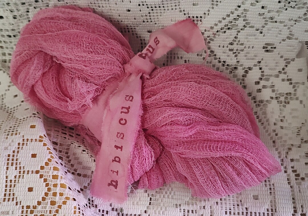 2 Yards Natural Hibiscus Plant Dyed Cotton Cheesecloth Eco Friendly