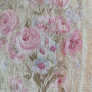 Set of 2 Lovely Rachel Ashwell Bramble Bouquet Rose Panels - Pastel Floral on Sage Background Fabric