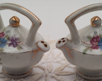 Vintage Miniature Salt & Pepper Shakers - Floral Forget Me Nots Design