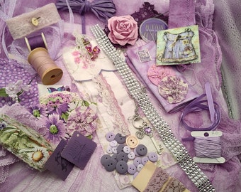 DIY Lavender Theme - Vignette - Slow stitch - mindful sewing - vintage fabrics - buttons - vintage laces - fabrics - and much more!