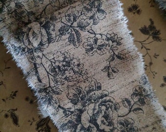 Black Rose Hand Torn Fabric 3 inches wide x 44 inches long