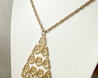Vintage Lisner Gold Tone Brutalist Statement Necklace, 1960s