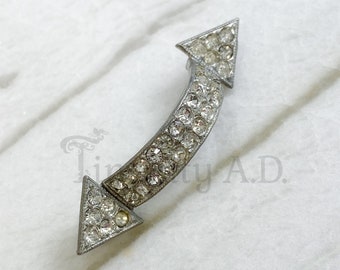 A Vintage 1930's Era Art Deco Arrow-Themed Scarf Pin, Silver-Tone Base Metal and Lots of Rhinestones!