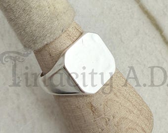 Vintage Sterling Silver Signet Ring, Octagon Shaped Top, Made by Birks, Circa 1960's, Size 6 1/2