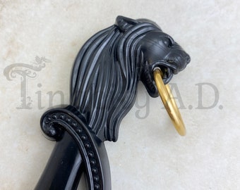 A Fun Vintage Black Sculptural Lion-Themed Plastic Shoehorn, Made in Japan, Circa 1960's