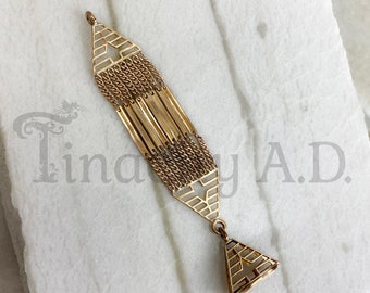 A Vintage Edwardian Yellow Gold-Filled Watch Fob with Fancy Triangular Dangling Seal, Circa 1910