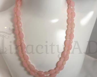 Vintage Strand of 1960's Era Pastel Pink Plastic Beads with Gold-Tone Spring Ring Clasp, 48-Inches
