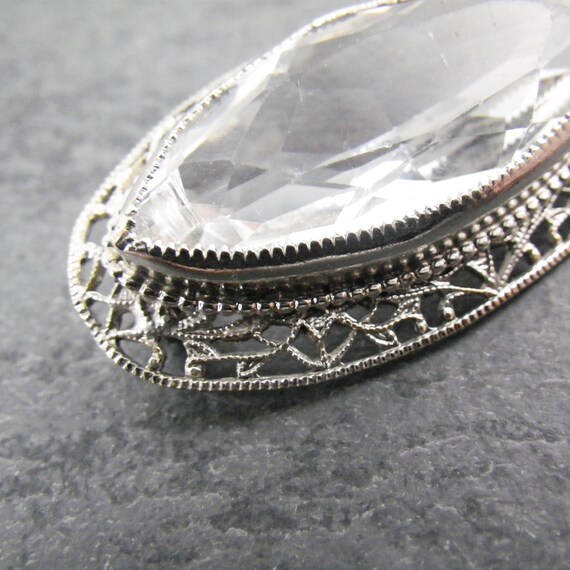 Bold Vintage Filigree Art Deco Brooch Featuring L… - image 2