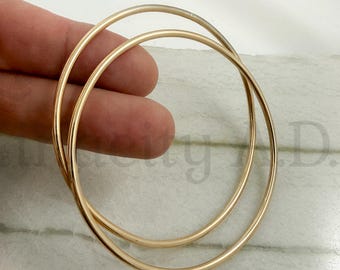 Two Vintage Gold-Filled Round Wire Continuous (No Clasp) Bangles, 7 3/4-Inches, Made by B.A. Ballou, Circa 1950's.