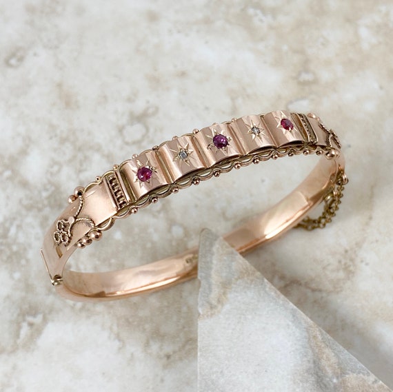 A GORGEOUS Antique 9k Rose Gold Edwardian Hinged … - image 4