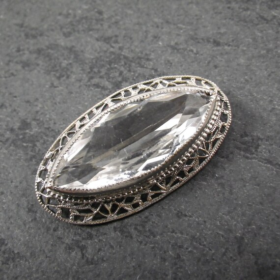 Bold Vintage Filigree Art Deco Brooch Featuring L… - image 3