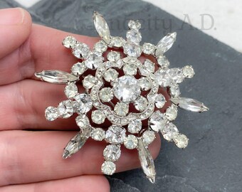 A Gorgeous  Statement Vintage Weiss Brooch Featuring Marquise and Round Rhinestones, Circa 1960