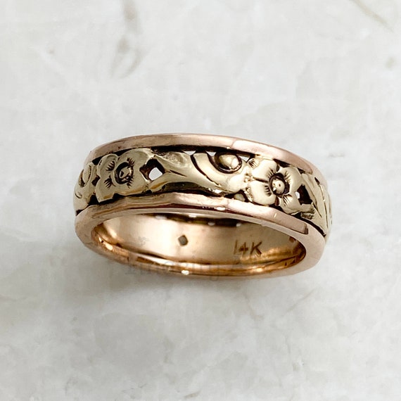 A Romantic Vintage 14k Rose and Yellow Gold Weddi… - image 5