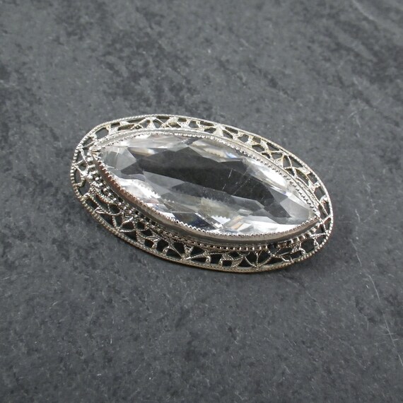 Bold Vintage Filigree Art Deco Brooch Featuring L… - image 1