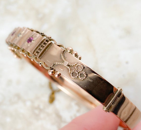 A GORGEOUS Antique 9k Rose Gold Edwardian Hinged … - image 9