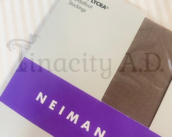 Vintage Neiman Marcus Brand 1980&#39;s Era Lycra Stockings, Misty Taupe Color, Sheer Sandalfoot, Size Medium-Large