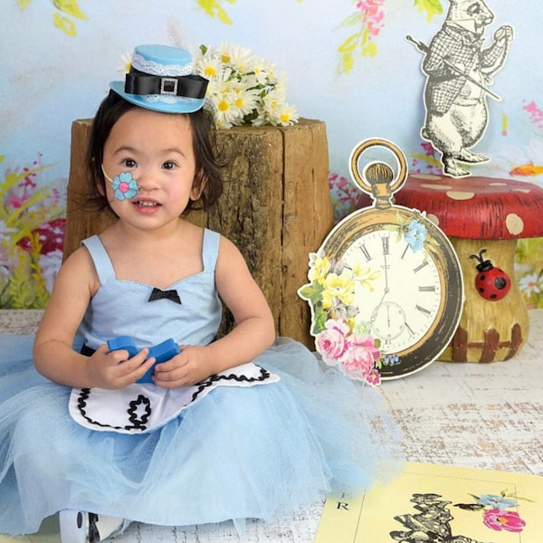 Mad Hatter Hat, Alice In Wonderland, Tea Party Hats For Baby Girl, Baby Bows Hat, Fascinator Top Hat, Blue Birthday Party Hat