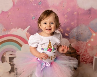 Unicorn First Birthday Outfit For Baby Girl, Unicorn Tutu Outfit, Baby Girl Unicorn 1st Birthday Outfit, Unicorn Birthday T-Shirt,  Bodysuit