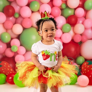 Sweet One Strawberry Birthday Outfit Girl, Sweet First Birthday, Strawberry First Birthday Shirt, Tutu Birthday Outfit, 1st Birthday Outfit image 4