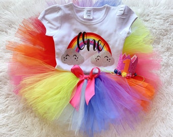 1st Birthday Rainbow Outfit, Rainbow Birthday Outfit Girl Birthday Shirt, Rainbow Tutu For Girls, First Birthday Outfit Girl Birthday Shirt