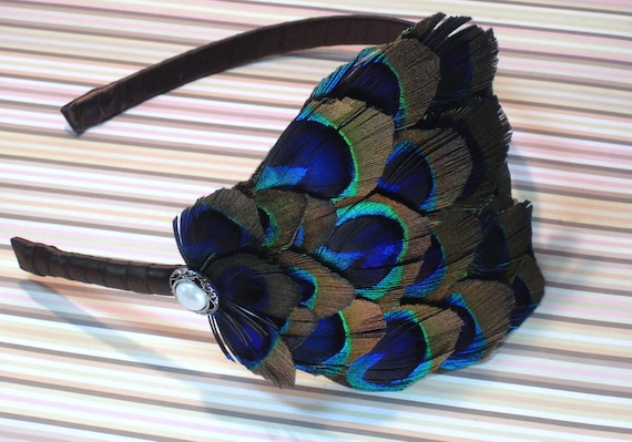 Peacock Feather Fascinator Headpiece, Great Gatsby Headband, 1920's, Roaring Twenties Fascinator, Brides Maids Gifts, Bridal Shower