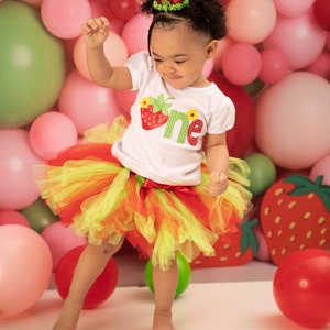 Sweet One Strawberry Birthday Outfit Girl, Sweet First Birthday, Strawberry First Birthday Shirt, Tutu Birthday Outfit, 1st Birthday Outfit image 2