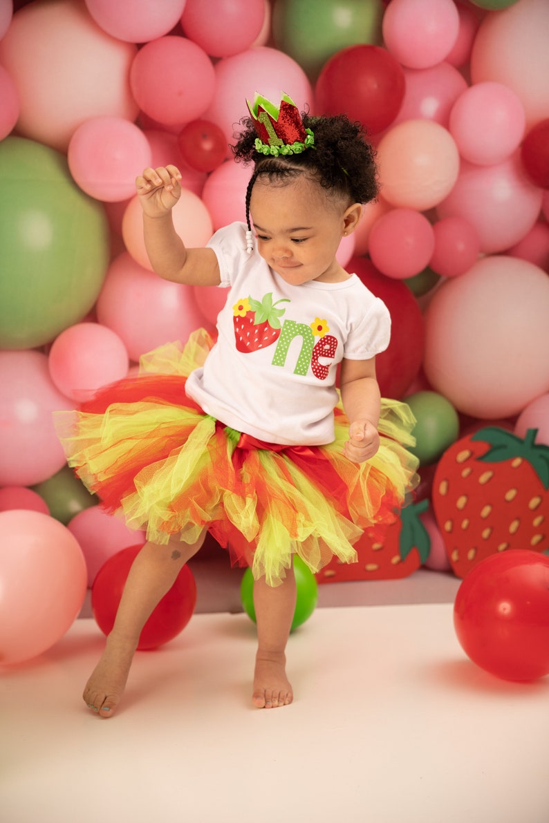 Sweet One Strawberry Birthday Outfit Girl, Sweet First Birthday, Strawberry First Birthday Shirt, Tutu Birthday Outfit, 1st Birthday Outfit image 2