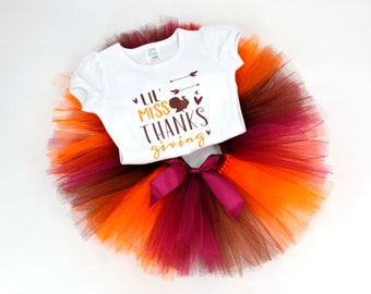 Baby Girl First Thanksgiving Outfit Toddler Girl, Thanksgiving Baby Girl Tutu Set, Little Miss Thankful T-Shirt, Fall Tutu Skirt