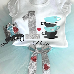 Alice In Wonderland Birthday Outfit, Personalized Par Tea Theme T-Shirt Birthday Girl, Tutu Birthday Outfit, Tea Party Birthday Shirt Baby