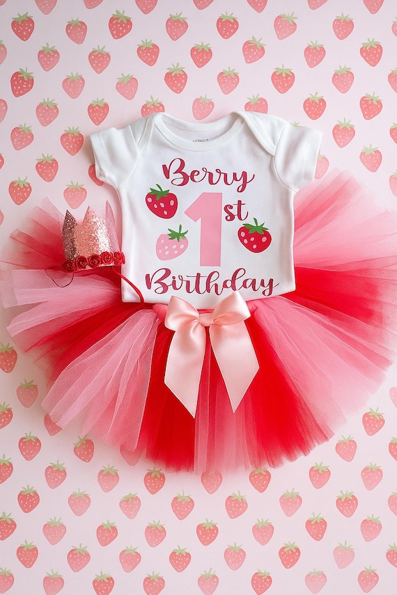 Strawberry Birthday Outfit, Berry Sweet One Tutu Set, First Birthday Girl Shirt, Berry First Birthday Outfit, Birthday Shirt Baby Girl