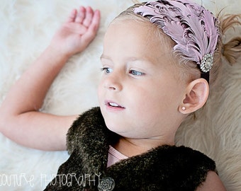 Baby Headbands Baby Girl, Feather Fascinator, Baby Feather Headband For Photography, Newborn Headband And Bows, Baby Shower Gift