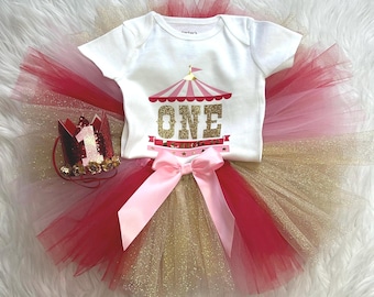 Traje de cumpleaños de circo, traje de niña para el primer cumpleaños, traje de niña para el cumpleaños de carnaval, camiseta de niña para el primer cumpleaños de circo
