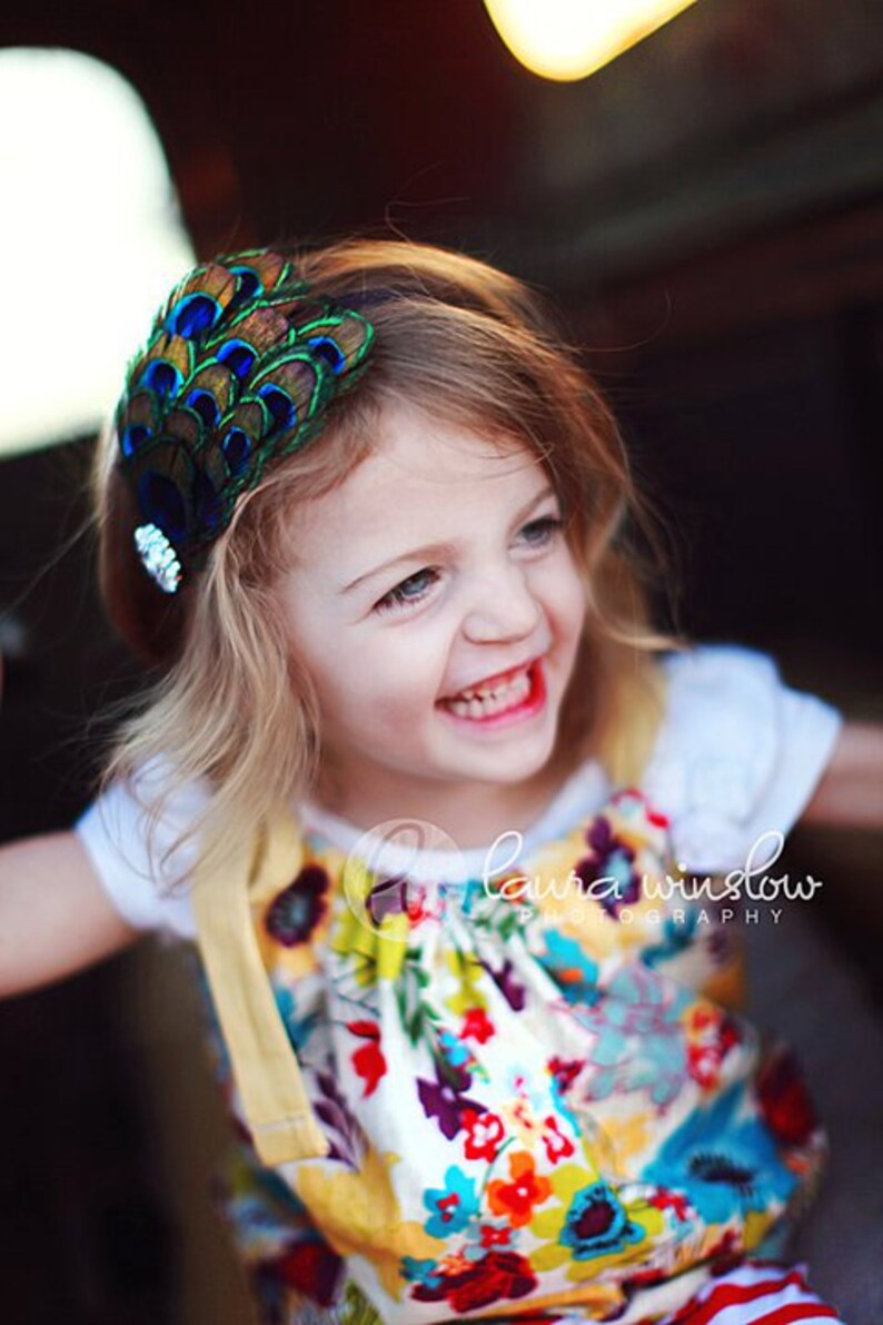 Peacock Baby Headband, Newborn Headband Prop, Baby Girl Feather Headband, Infant Headbands, Baby Bows And Headbands, Flapper Headpiece bild 4