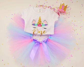 Unicorn First Birthday Outfit For Baby Girl, Unicorn Tutu Outfit, Baby Girl Unicorn 1st Birthday Outfit, Unicorn Birthday T-Shirt,  Bodysuit