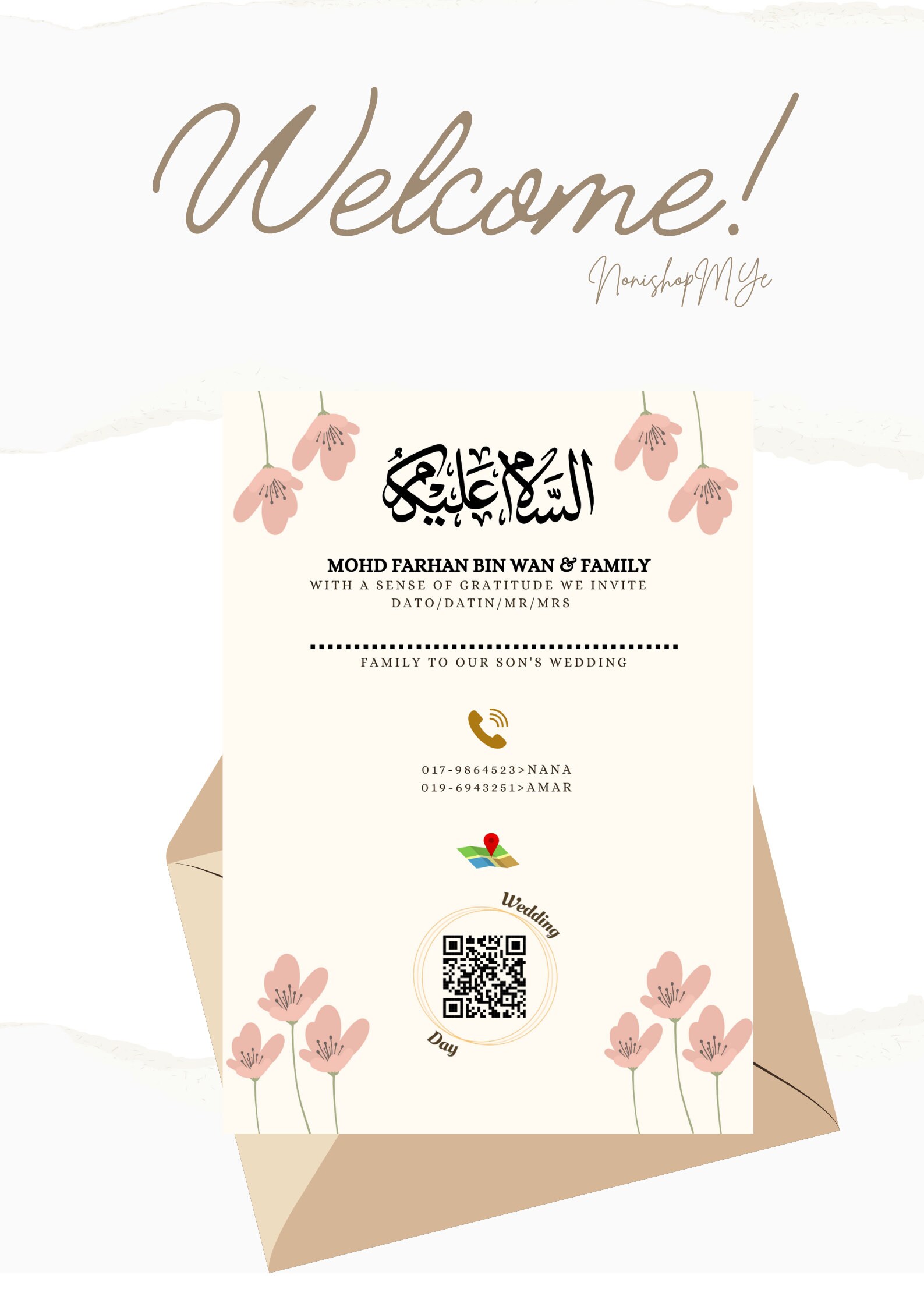 Islamic Wedding Invitation Template, Printable Wedding Invitation