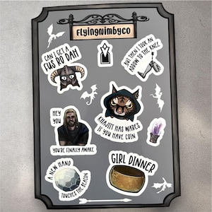 Medieval Fantasy RPG Video Game Sticker Sheet - Gamer sticker sheet gifts - comfort gaming
