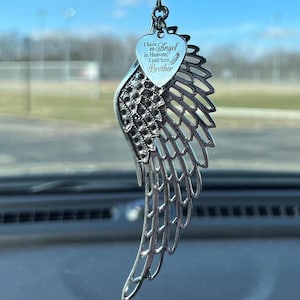 Brother Guardian Angel Car Charm, I Have an Angel in Heaven I Call Him Brother, Angel Wings Rearview Mirror Memorial Gift