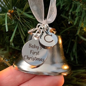 Custom Baby&#39;s First Christmas Bell Ornament, Baby Keepsake Holiday Ornament, Baby Shower Gift For Mom And Baby