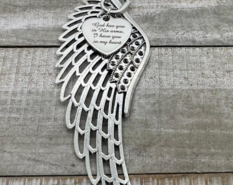 Remembrance Ornament, Feather Wing Memorial Christmas Ornament, God Has You in His Arms Charm, Sympathy Gift for Loss